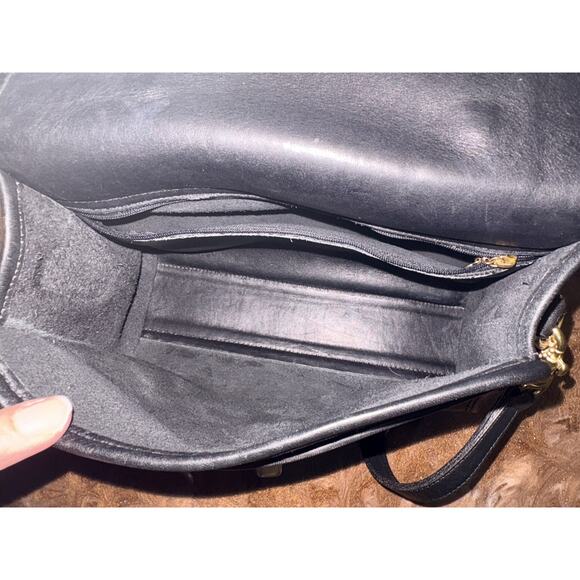 Vintage Coach Black Leather Court Bag Satchel Crossbody 9870 - Picture 12 of 16